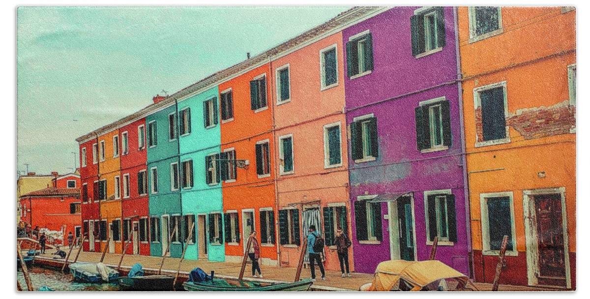  Bath Sheet featuring the photograph Burano, Italy #2 by Ken Arcia