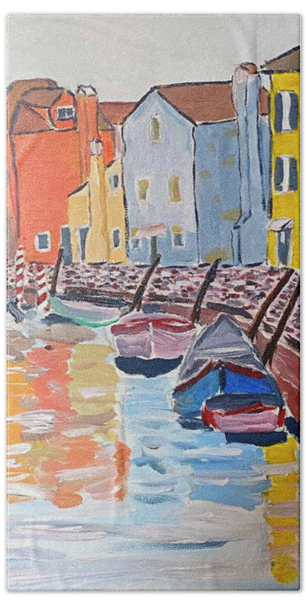  Hand Towel featuring the painting Burano by John Macarthur