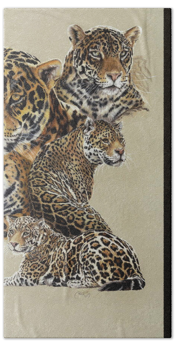 Jaguar Hand Towel featuring the drawing Burn by Barbara Keith