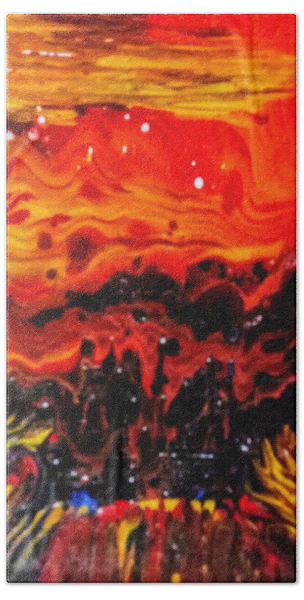 Burn Bath Towel featuring the painting Burning Flame by Anna Adams