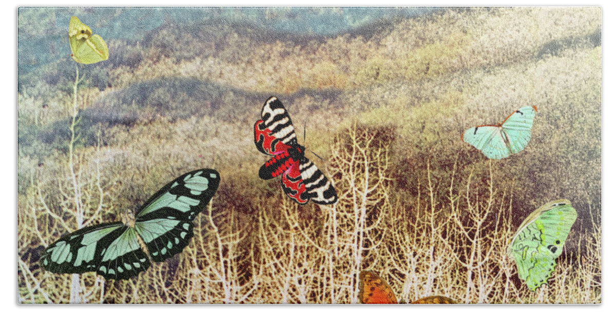 Butterflies Hand Towel featuring the digital art Butterflies at dusk by Lorena Cassady