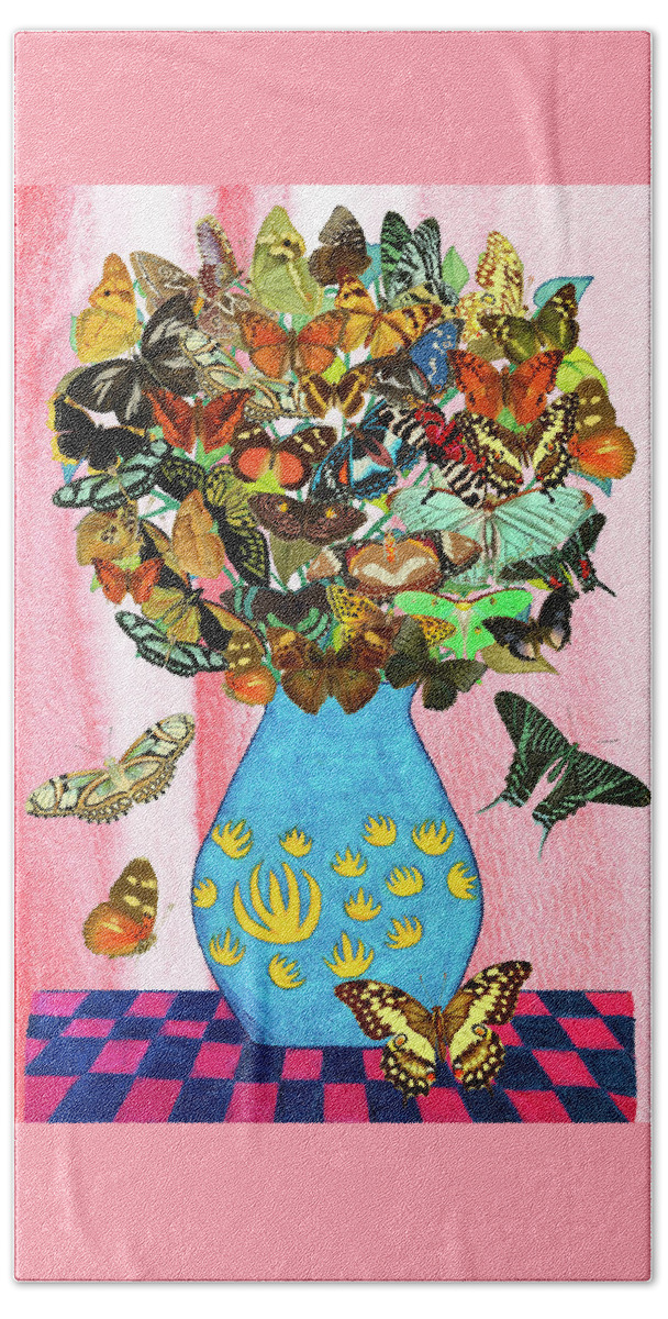 Butterflies Bath Towel featuring the mixed media Butterfly Bouquet by Lorena Cassady