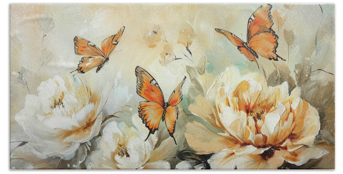 Butterfly Hand Towel featuring the painting Butterfly Enlightenment 2 by Tina LeCour