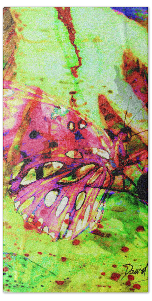 Butterfly Hand Towel featuring the digital art Butterfly Musician by David McKinney