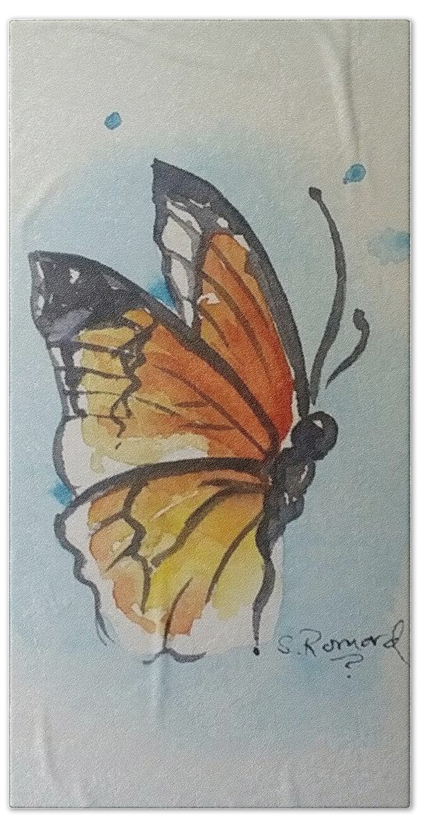  Bath Towel featuring the painting Butterfly by Sheila Romard
