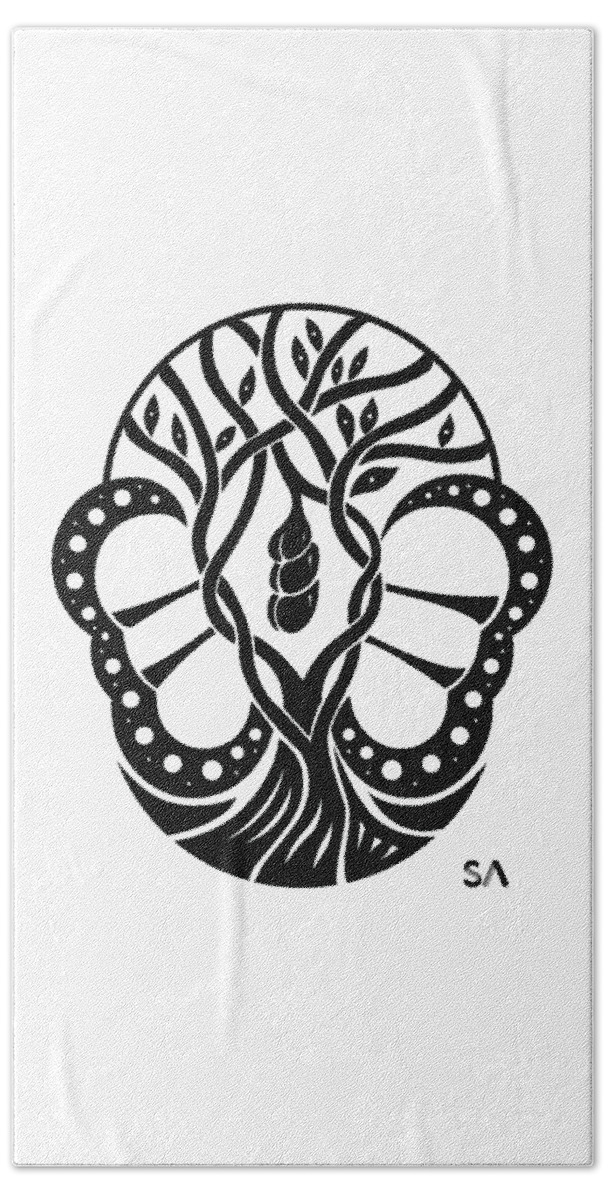 Black And White Hand Towel featuring the digital art Butterfly by Silvio Ary Cavalcante