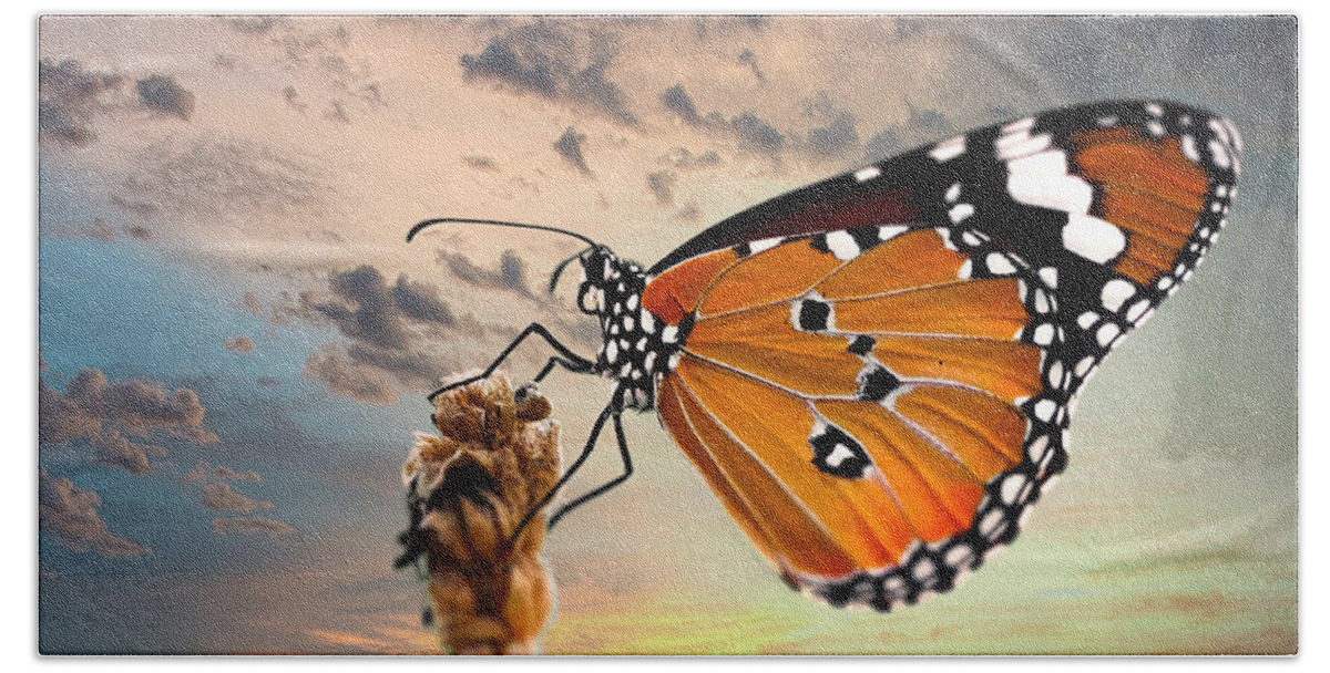 Insect Bath Towel featuring the digital art Butterfly by Steven Parker