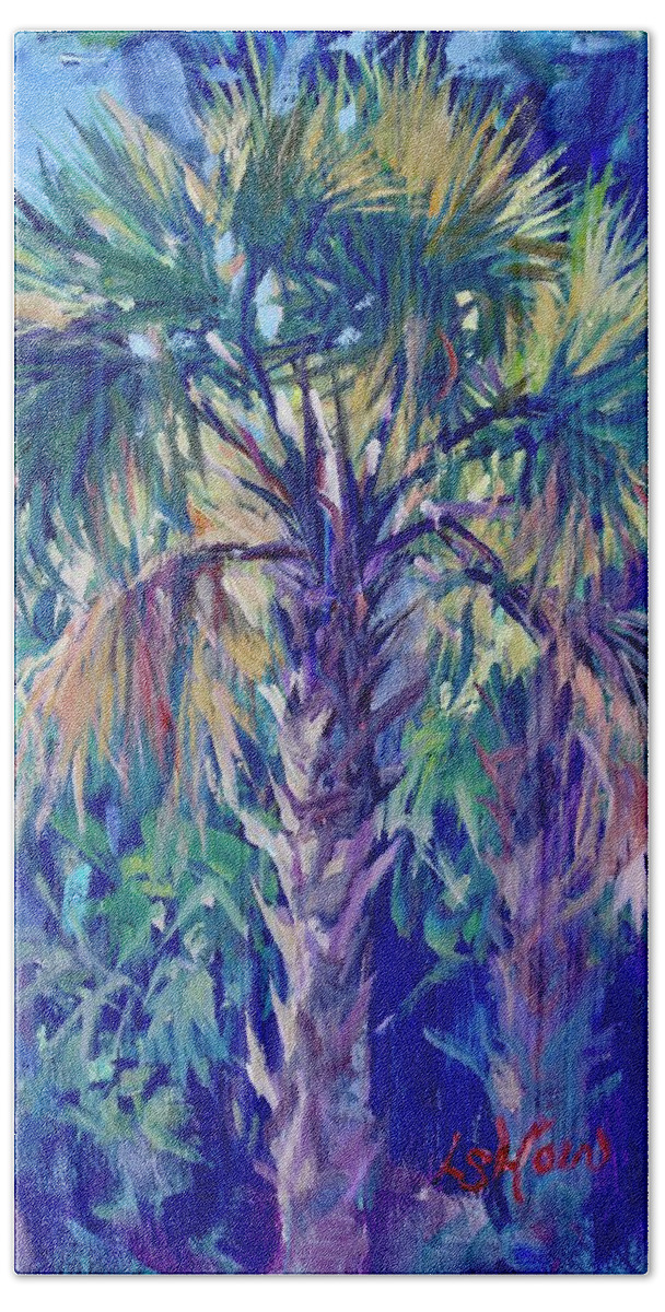 Cabbage Palm Hand Towel featuring the painting Cabbage Palm by Laurie Snow Hein