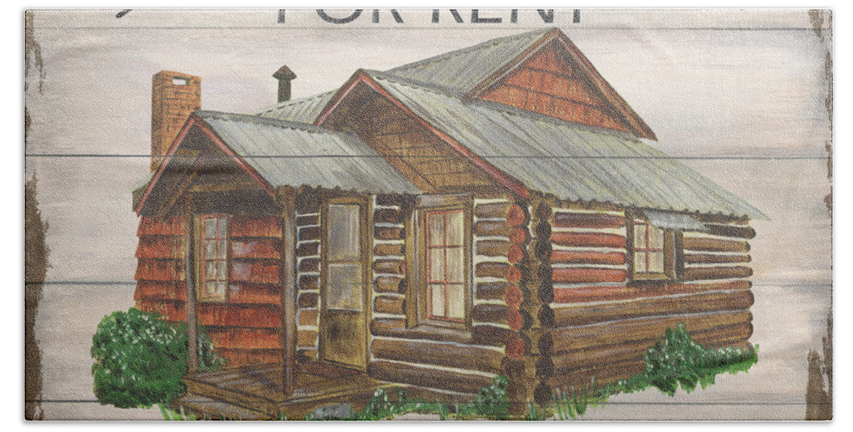 Cabin Hand Towel featuring the painting Cabin Rentals 1 by Debbie DeWitt