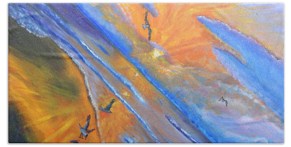 Sunrise Hand Towel featuring the painting Cacophony 1 by Mike Kling