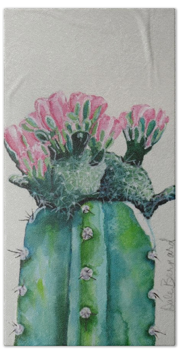 Cactus Bath Towel featuring the painting Cactus Rose by Dale Bernard