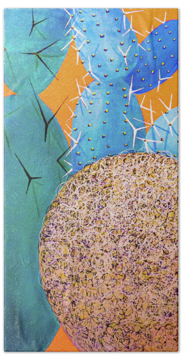 Cactus Bath Towel featuring the painting Cactus Tumble by Ted Clifton
