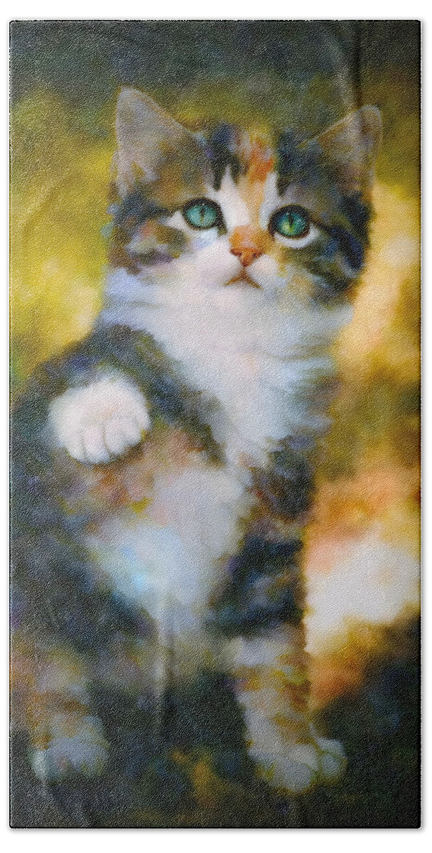 Ai Bath Towel featuring the photograph Calico Kitten by Marilyn DeBlock