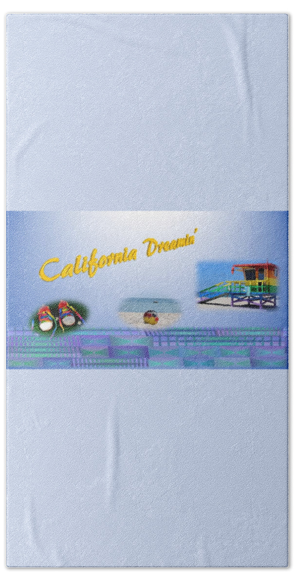 California Bath Towel featuring the mixed media California Dreaming by Nancy Ayanna Wyatt