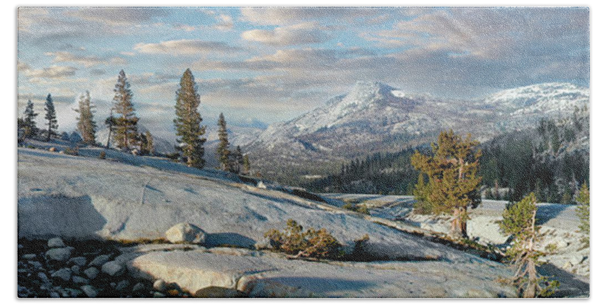 California Bath Towel featuring the photograph California Mountains Tioga Pass Rocky Paradise panorama by Dan Carmichael