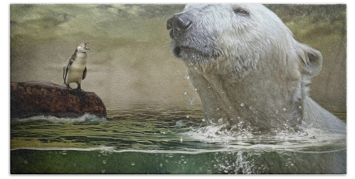 Polar Bear Bath Towel featuring the digital art Calling Out by Maggy Pease