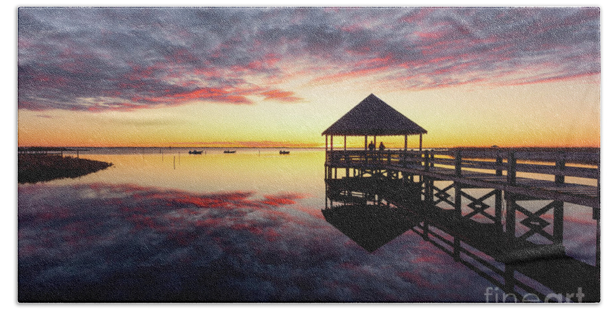 Outer Banks Bath Towel featuring the photograph Calm Reflecting by Anthony Heflin