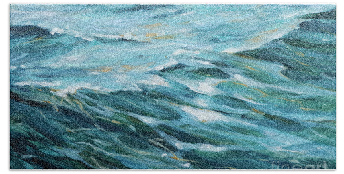 Ocean Bath Towel featuring the painting Calm Waters by Linda Olsen