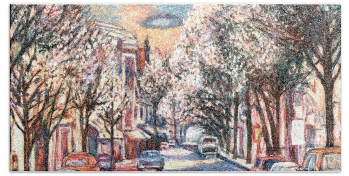 City Bath Towel featuring the painting Campbell Avenue in Roanoke by Kendall Kessler