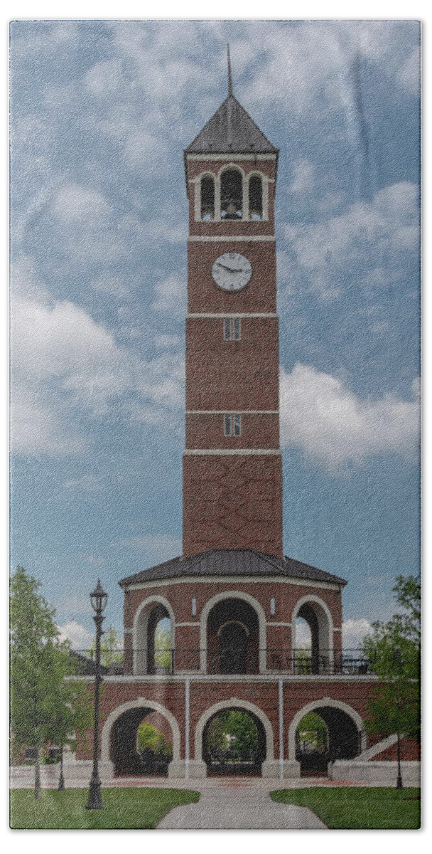 C Hand Towel featuring the photograph Campus Clock Tower, Lee University by Marcy Wielfaert
