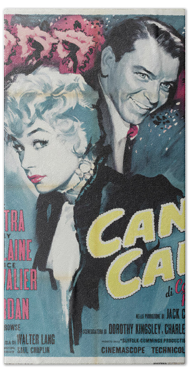 Can Bath Towel featuring the mixed media ''Can-Can'', with Frank Sinatra and Shirley MacLaine, 1960 by Movie World Posters