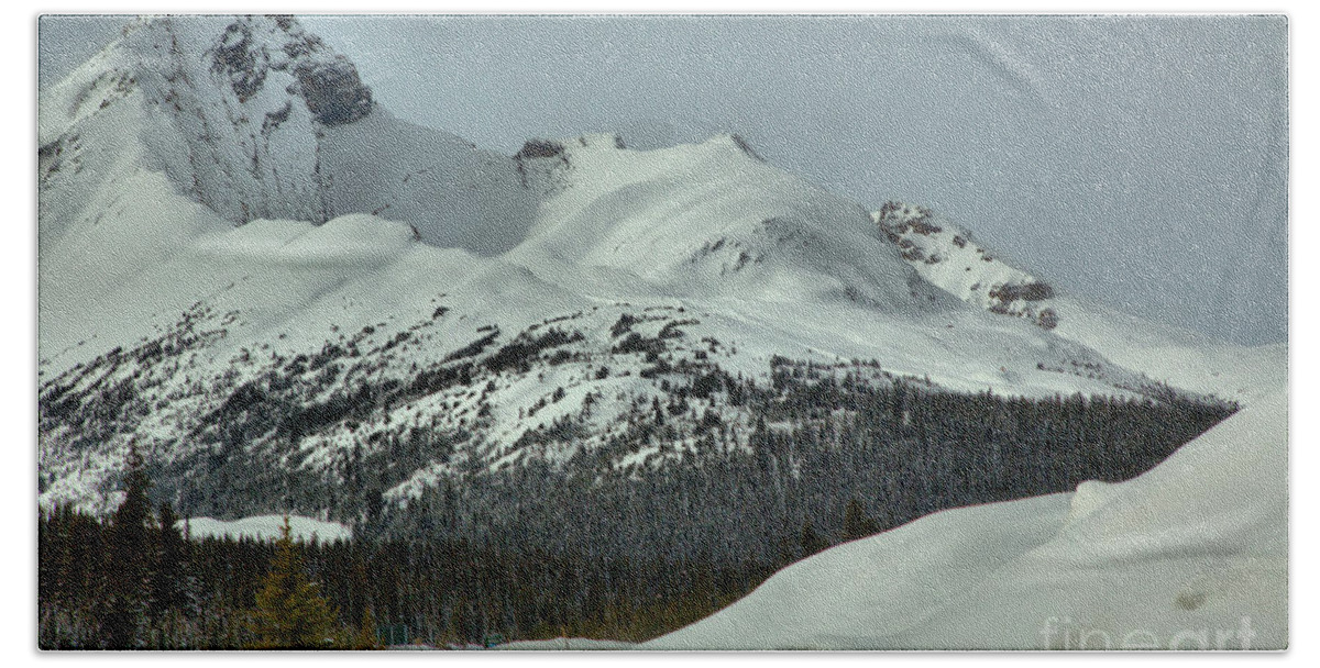 Canadian Bath Towel featuring the photograph Canadian Rockies Winter Peak by Adam Jewell