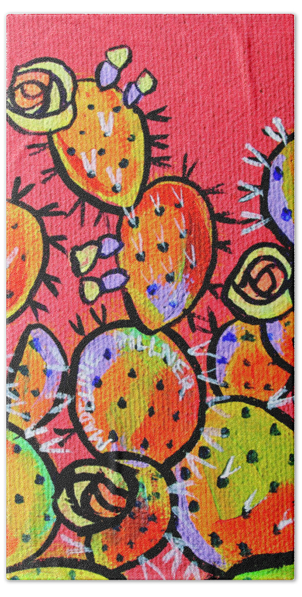 Cactus Bath Towel featuring the painting Candied Pears - Rose by Madeline Dillner