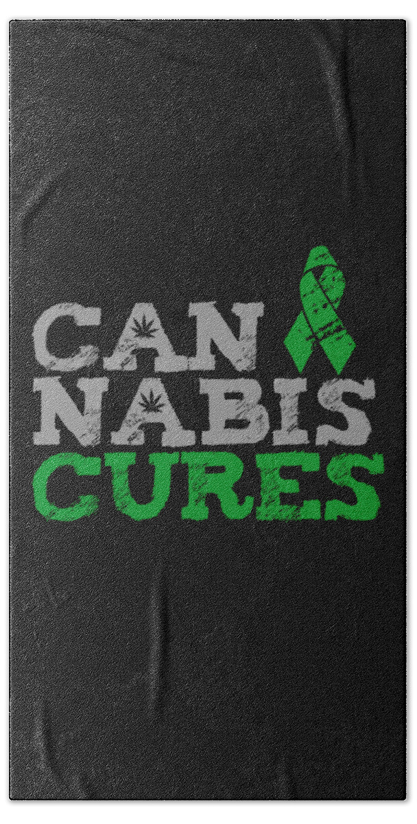 Funny Bath Towel featuring the digital art Cannabis Cures THC 420 CBD by Flippin Sweet Gear
