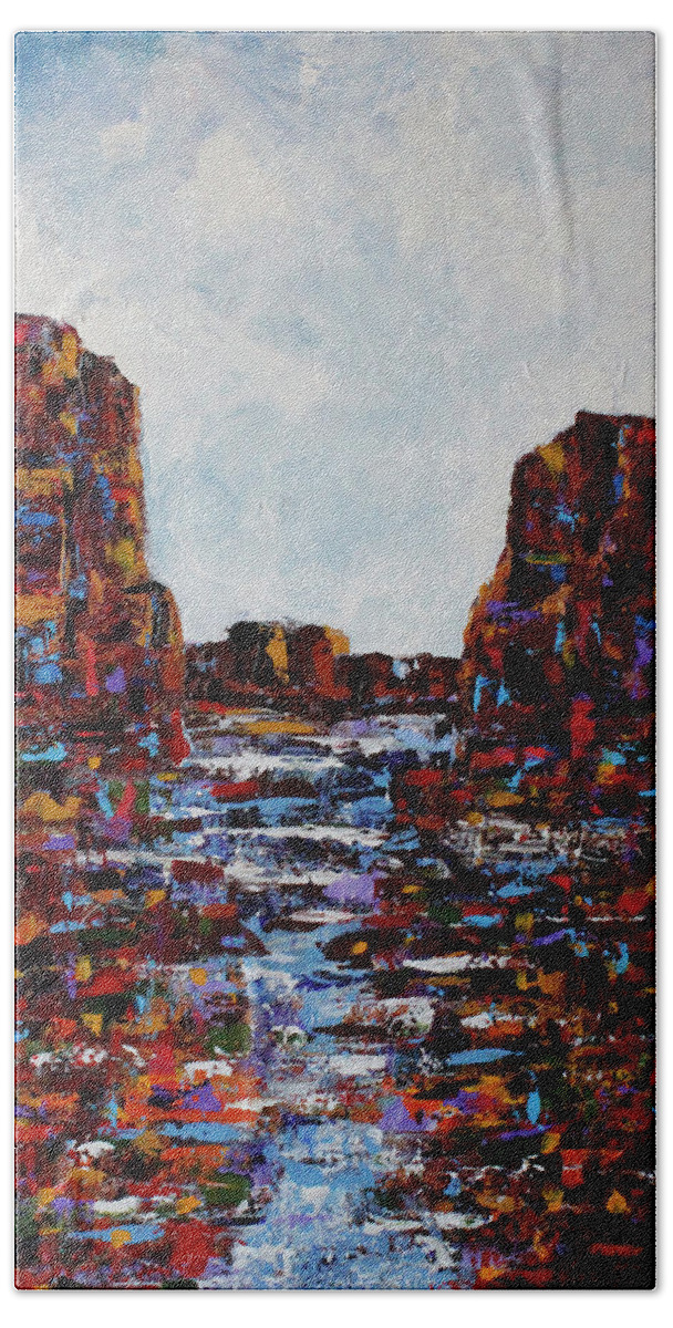 Grand Canyon Bath Towel featuring the painting Canyon Creek #1 by Lance Headlee