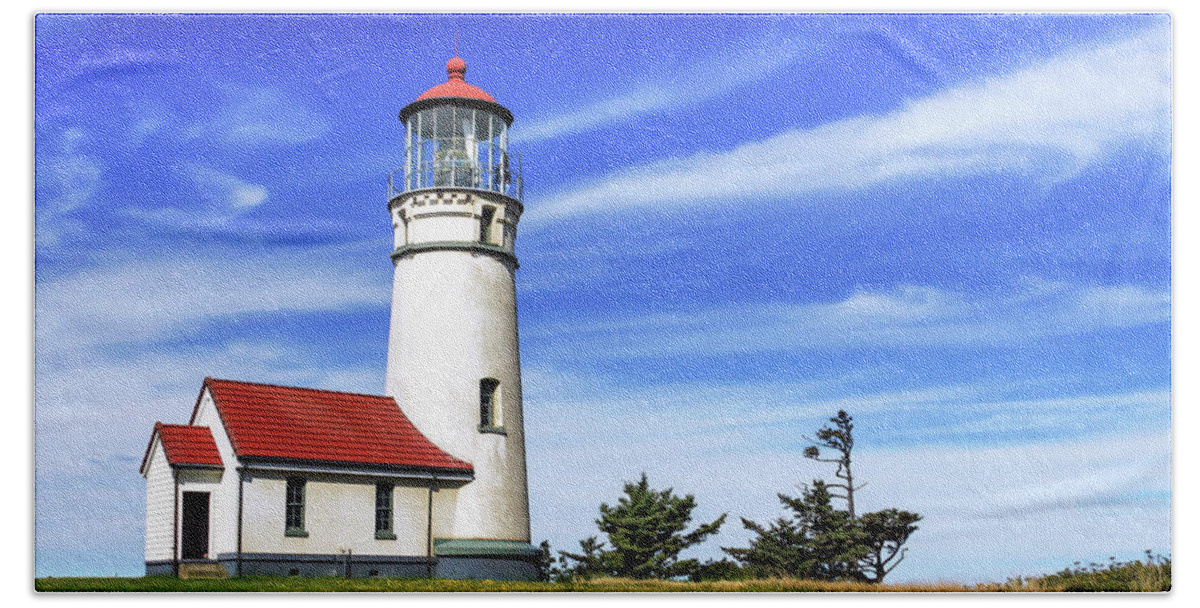 Lighthouse Bath Sheet featuring the photograph Cape Blanco Lighthouse by James Eddy