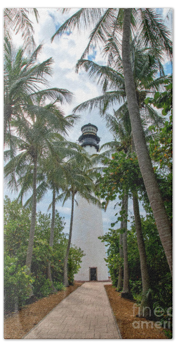 Cape Hand Towel featuring the photograph Cape Florida Lighthouse on Key Biscayne by Beachtown Views