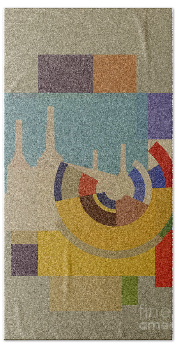 London Bath Towel featuring the mixed media Capital Squares - Battersea by BFA Prints