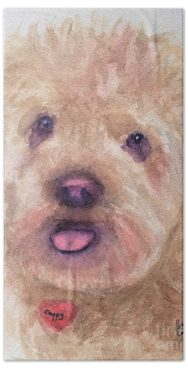 Dog Bath Towel featuring the painting Cappy by Sue Carmony