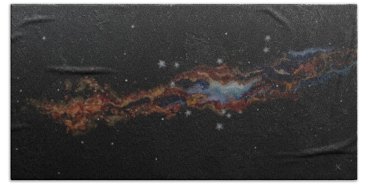 Capricorn Bath Towel featuring the painting Capricorn constellation by Neslihan Ergul Colley