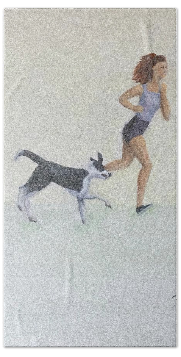 Dog Bath Towel featuring the painting Captivating Lady 6 by Deborah Naves