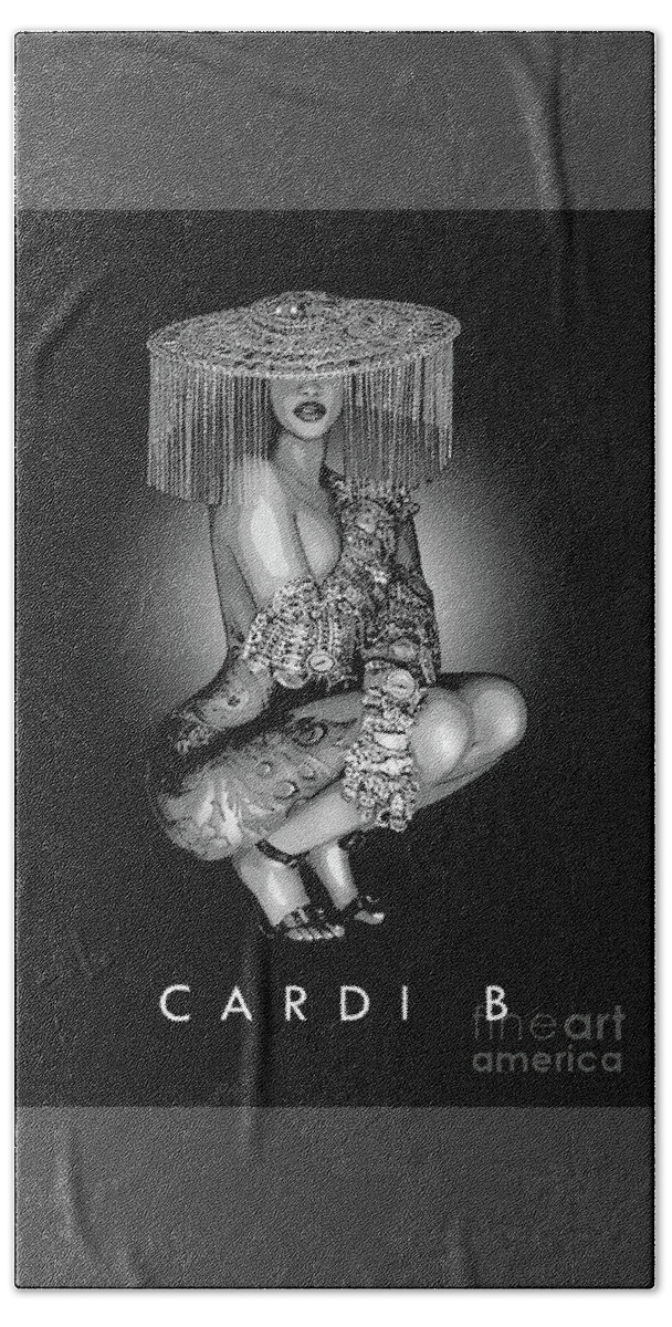 Cardi B Hand Towel featuring the digital art Cardi B by Bo Kev