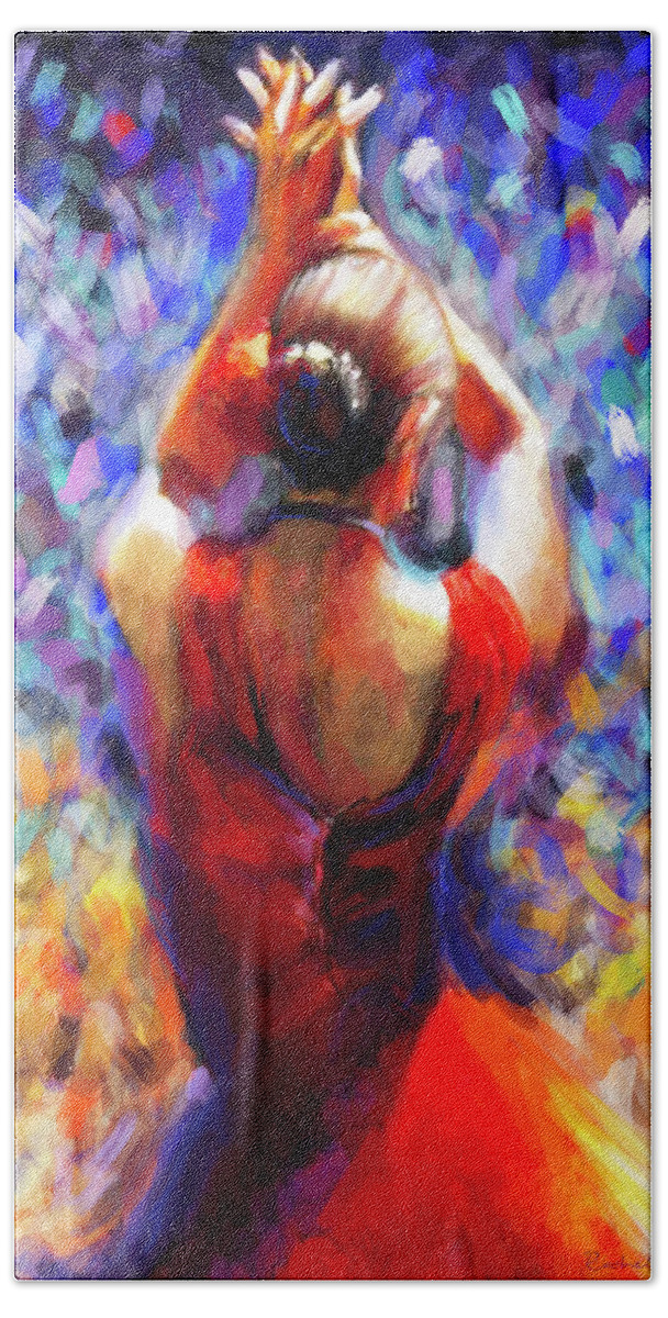 Dancer Hand Towel featuring the painting Carla by Rachel Emmett