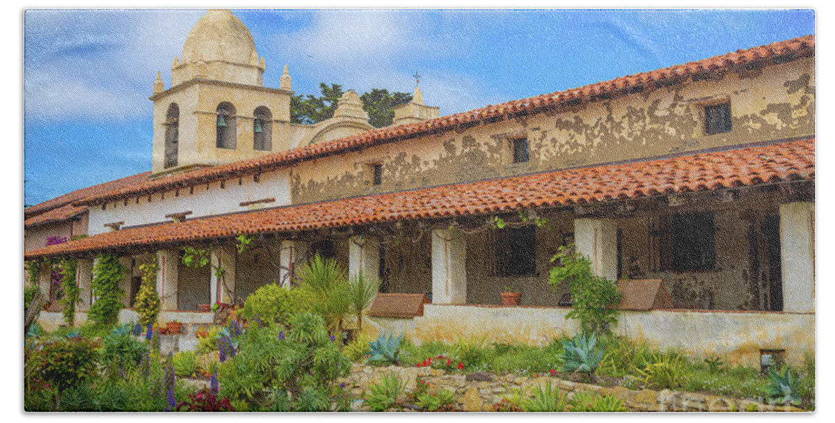 America Bath Towel featuring the photograph Carmel Mission Gallery by Inge Johnsson