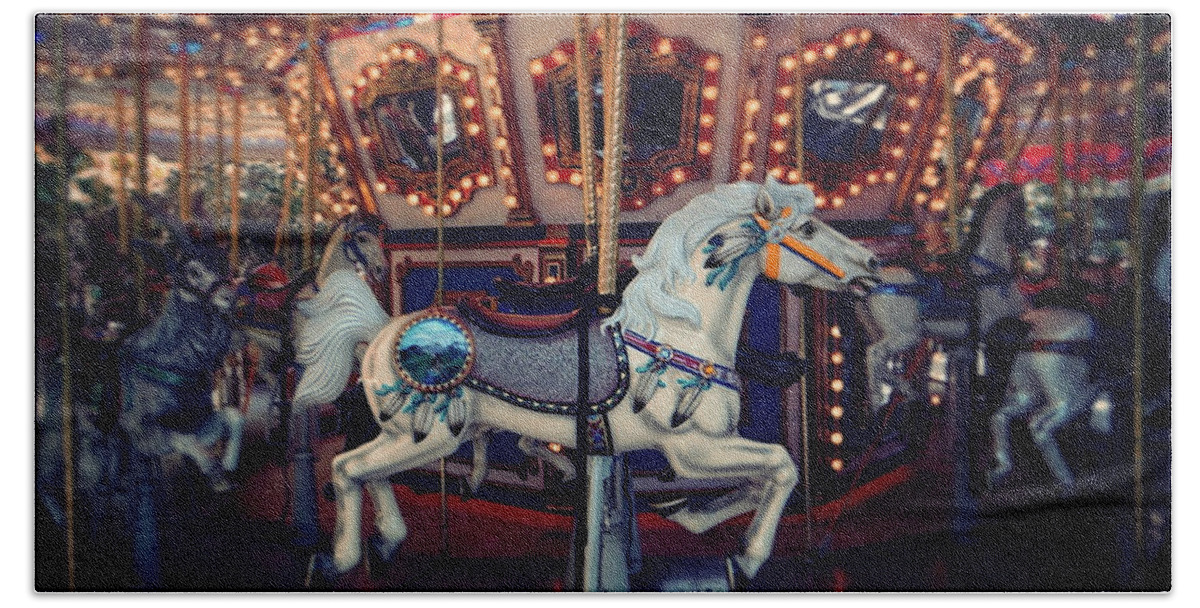 Carousel Hand Towel featuring the photograph Carousel by David McKinney
