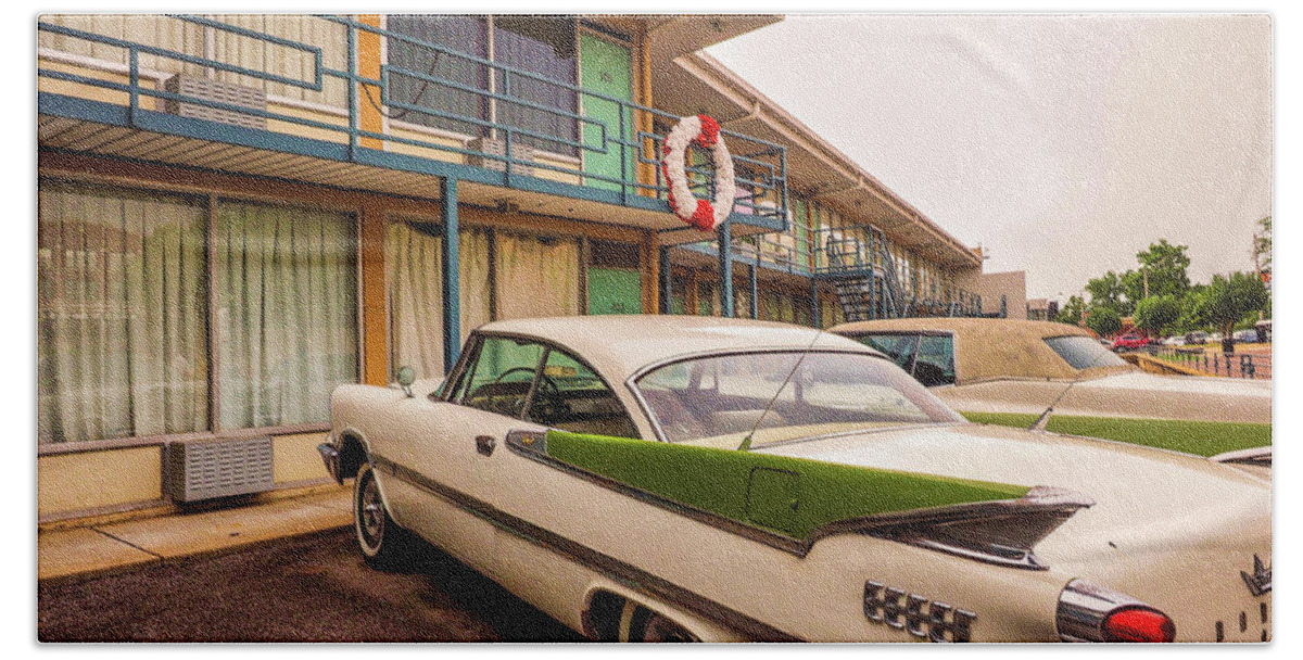 Cars Bath Towel featuring the photograph Cars at the National Civil Rights Museum 288 by James C Richardson