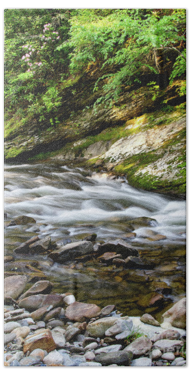 Little River Bath Towel featuring the photograph Cascades On Little River 2 by Phil Perkins