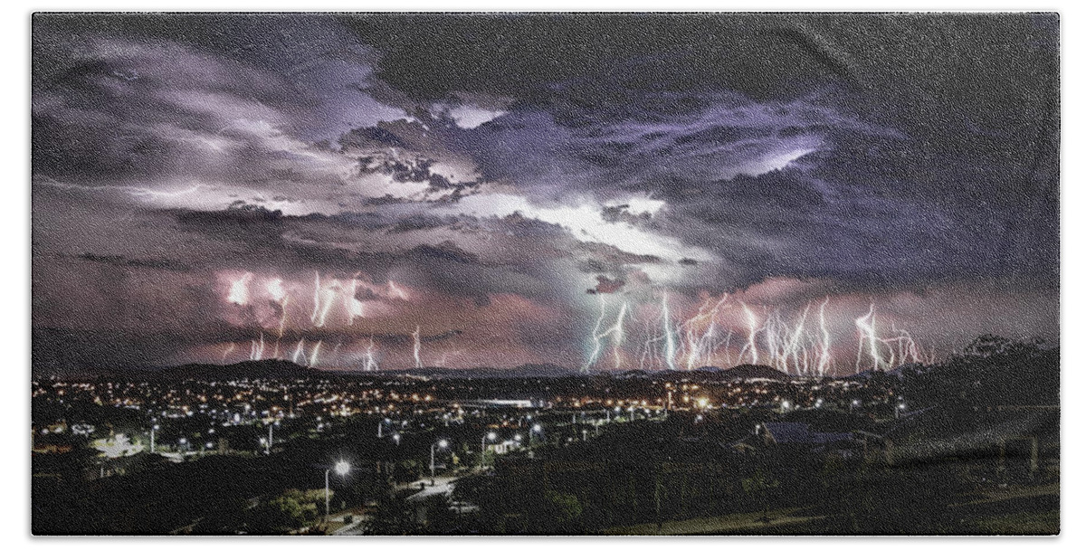 Lightning Hand Towel featuring the photograph Casey Strike by Ari Rex