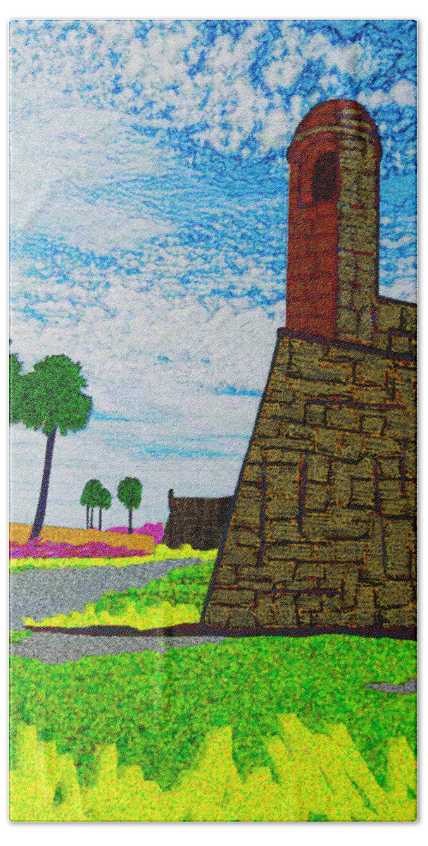 Florida Bath Towel featuring the digital art Castillo De San Marcos by Rod Whyte