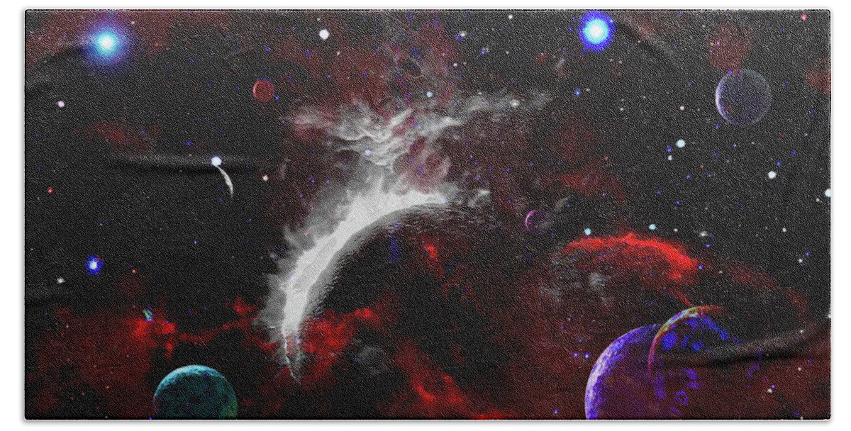  Bath Towel featuring the digital art Cataclysm of Planets by Don White Artdreamer