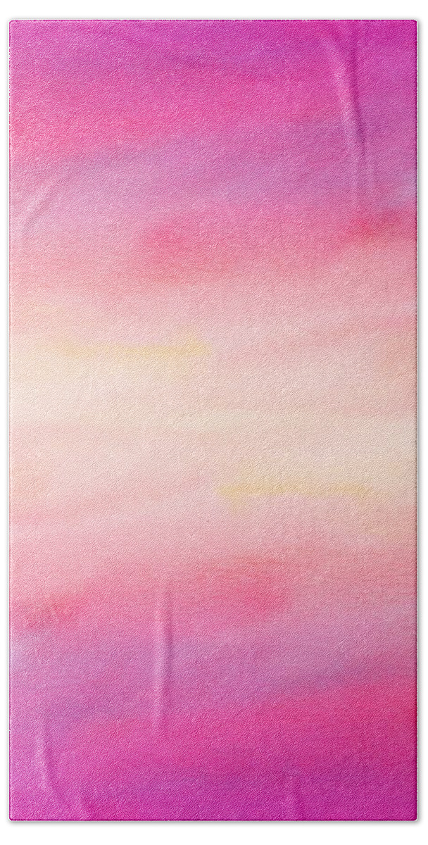 Watercolor Bath Towel featuring the digital art Cavani - Artistic Colorful Abstract Pink Watercolor Painting Digital Art by Sambel Pedes