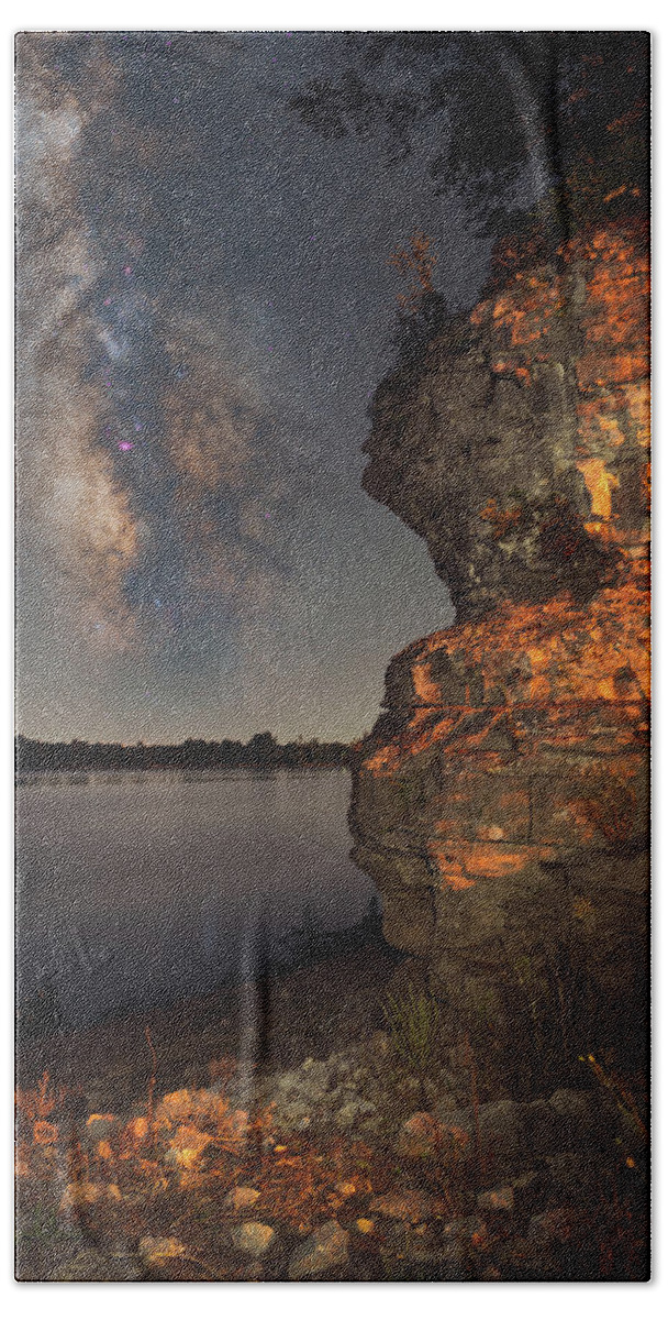 Nightscape Bath Towel featuring the photograph Cave In Rock Bluff by Grant Twiss
