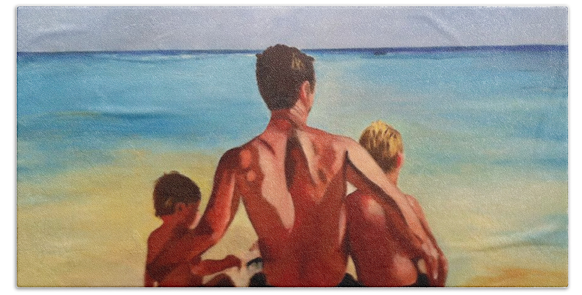 Sun Hand Towel featuring the painting Cayman Holiday by Juliette Becker