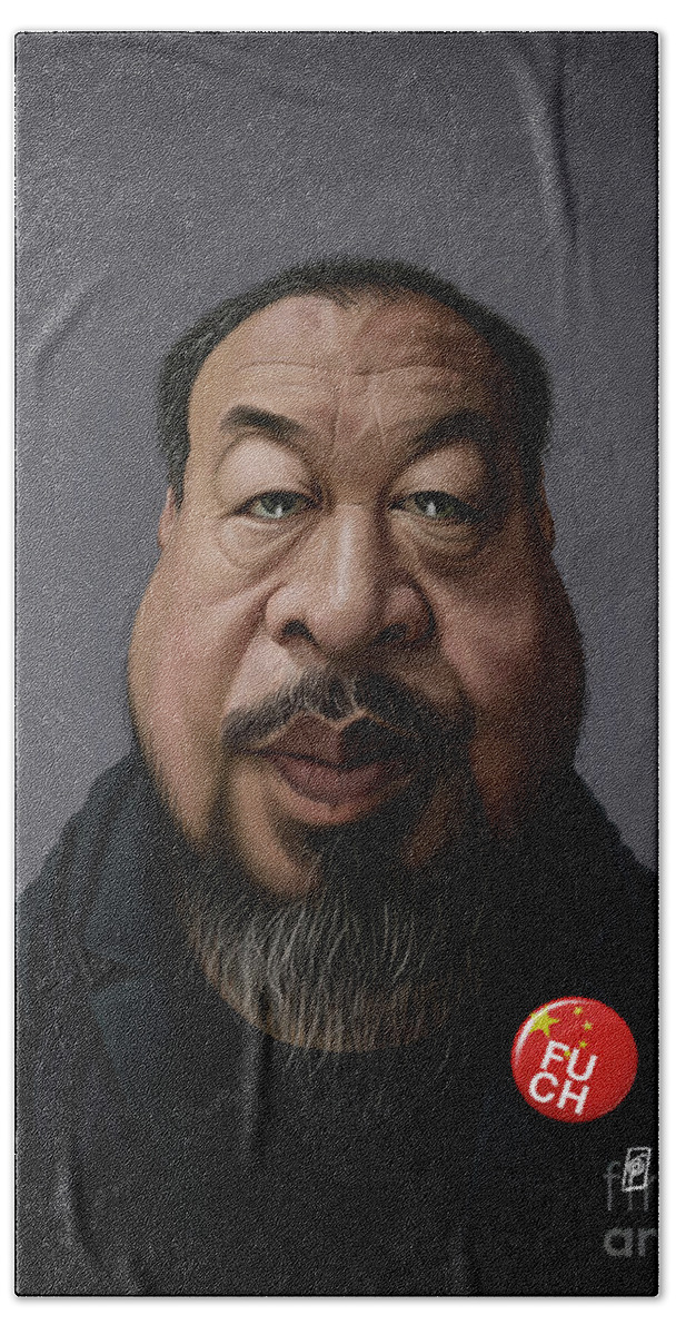 Illustration Bath Towel featuring the digital art Celebrity Sunday - Ai Weiwei by Rob Snow