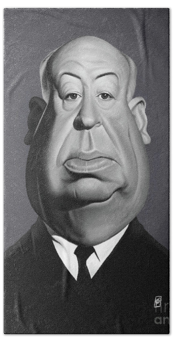 Illustration Hand Towel featuring the digital art Celebrity Sunday - Alfred hitchcock by Rob Snow