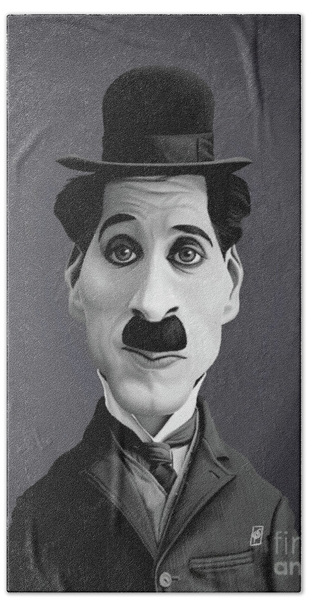Illustration Hand Towel featuring the digital art Celebrity Sunday - Charlie Chaplin by Rob Snow
